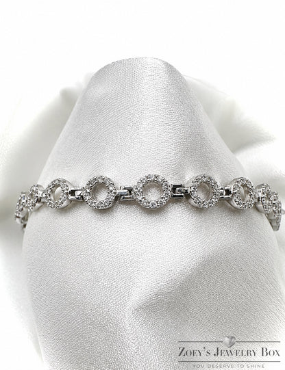 Modern Silver Circle Bracelet – Sterling Silver & CZ