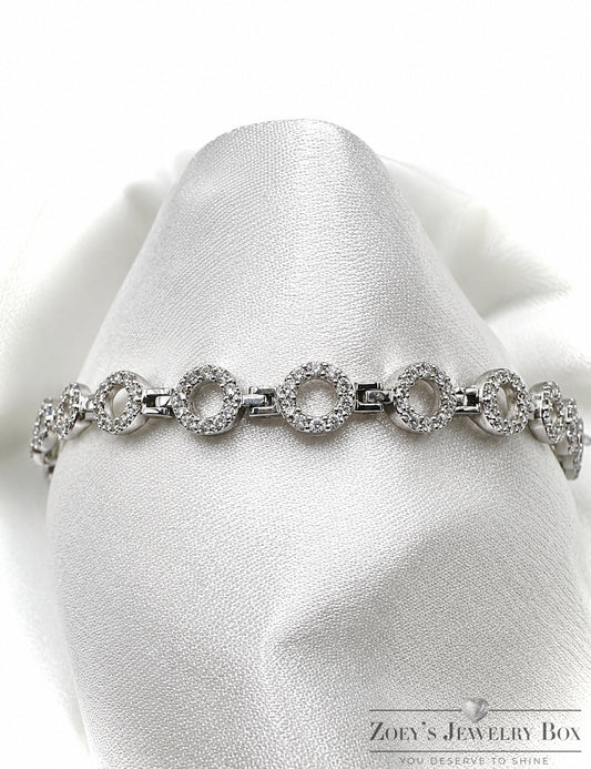 Modern Silver Circle Bracelet – Sterling Silver & CZ