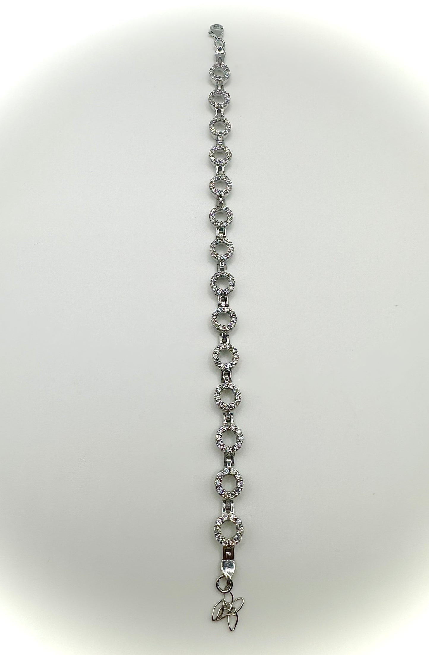 Modern Silver Circle Bracelet – Sterling Silver & CZ