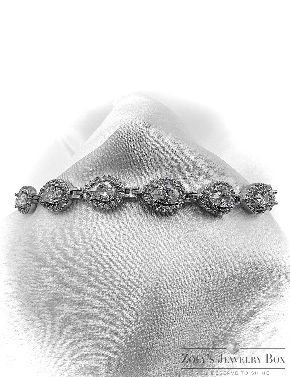 Pear Shaped Tennis Bracelet – Sterling Silver & CZ