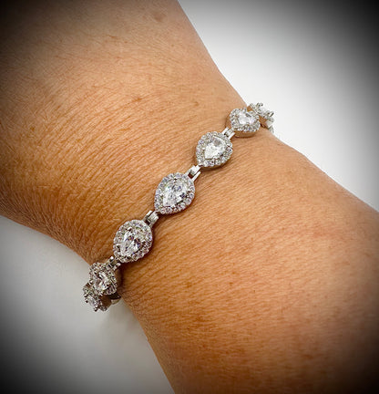 Pear Shaped Tennis Bracelet – Sterling Silver & CZ