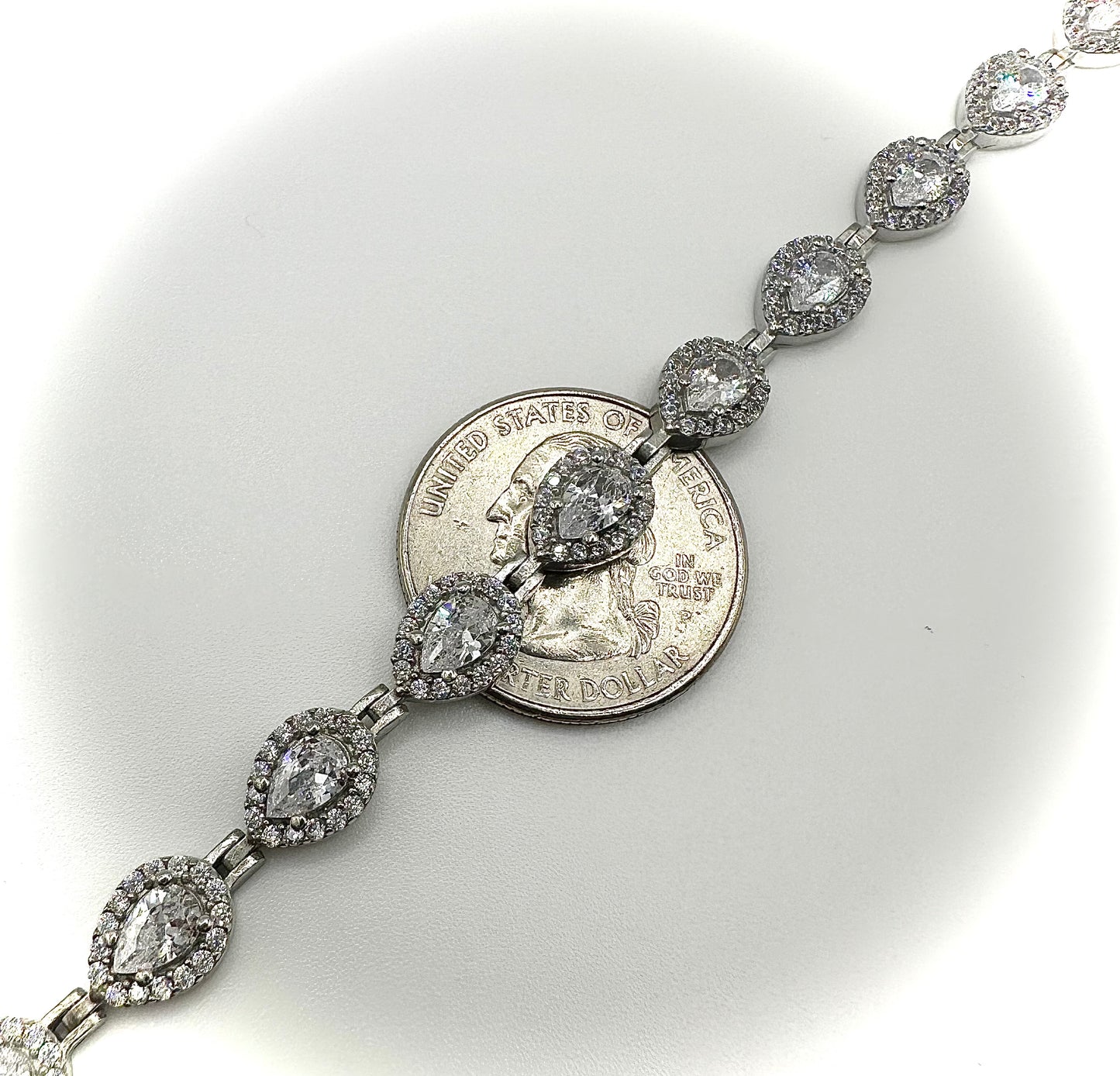 Pear Shaped Tennis Bracelet – Sterling Silver & CZ