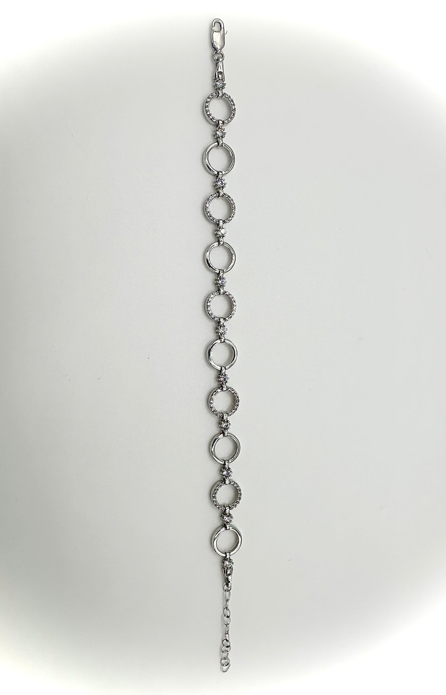 Women's Iced Out Circle Link Bracelet – Sterling Silver