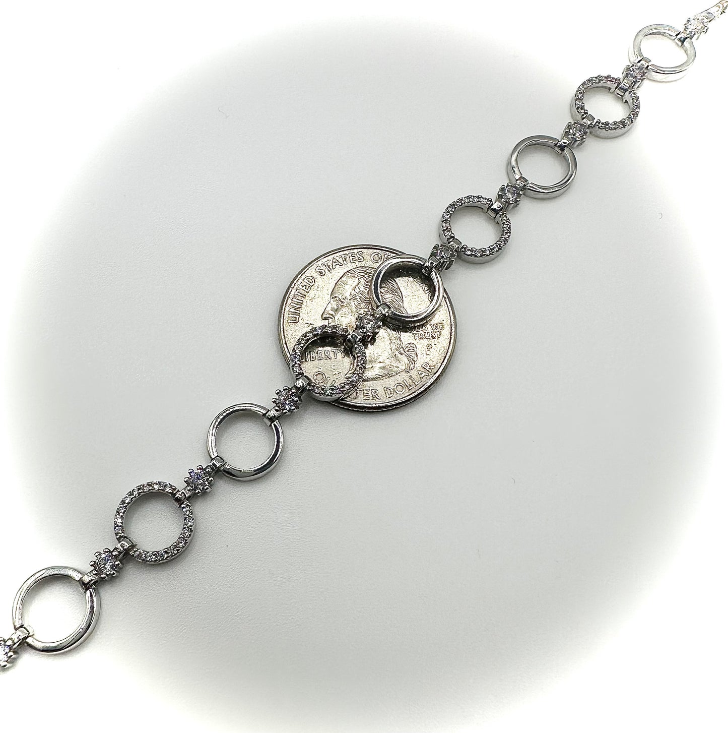 Women's Iced Out Circle Link Bracelet – Sterling Silver