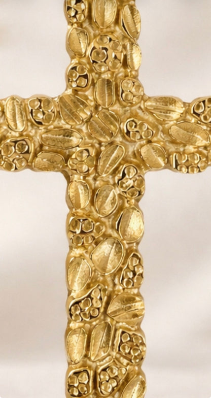 14k Gold over 925 Sterling Silver Nugget Cross Pendant