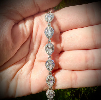 Pear Shaped Tennis Bracelet – Sterling Silver & CZ