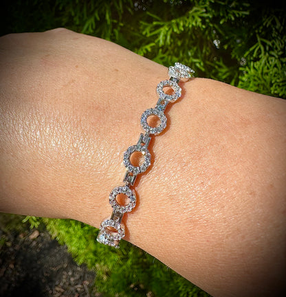 Modern Silver Circle Bracelet – Sterling Silver & CZ
