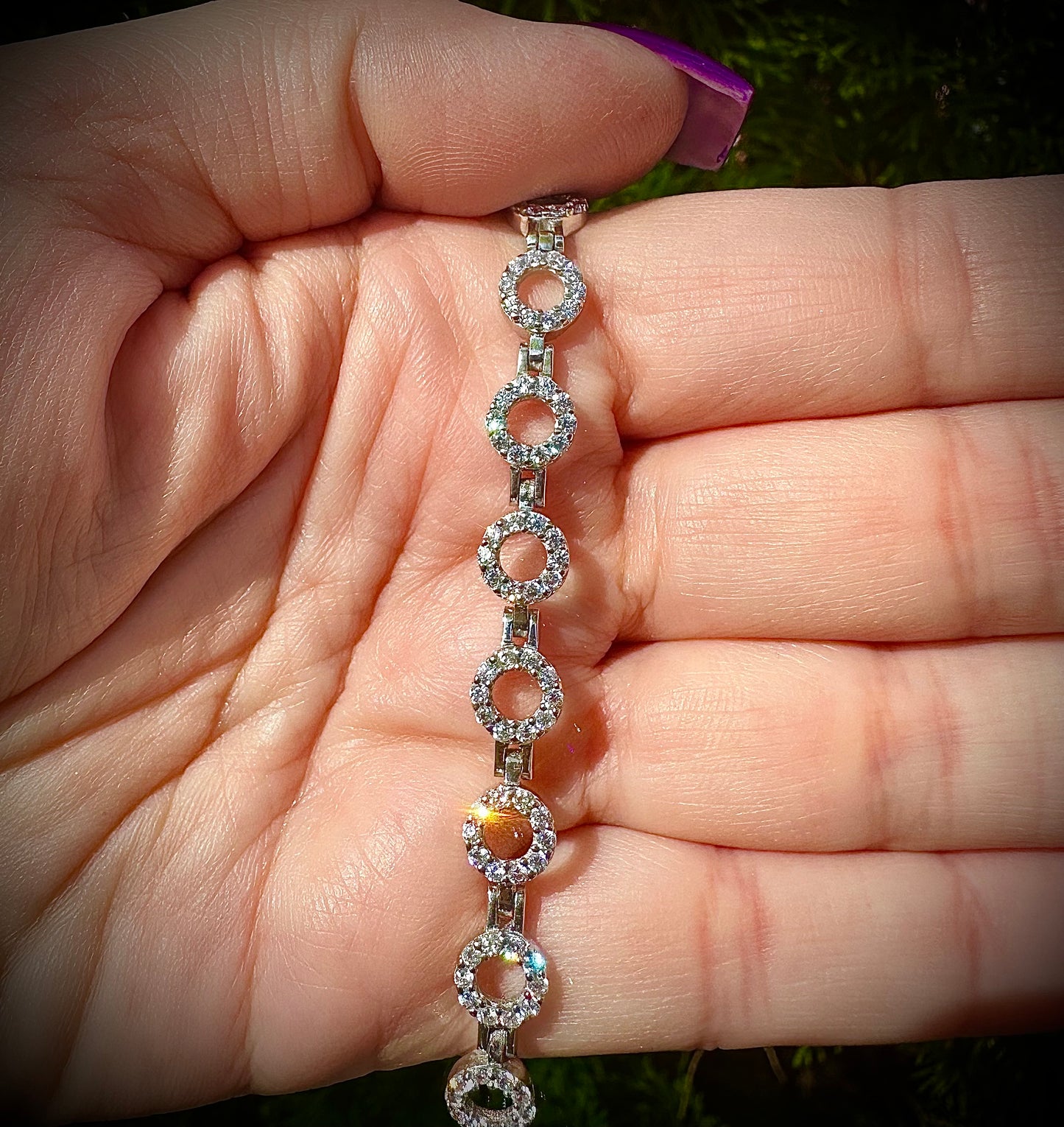 Modern Silver Circle Bracelet – Sterling Silver & CZ