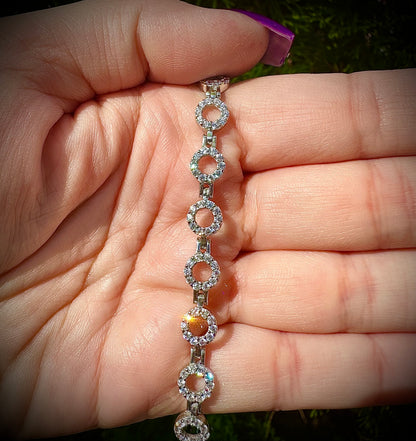Modern Silver Circle Bracelet – Sterling Silver & CZ
