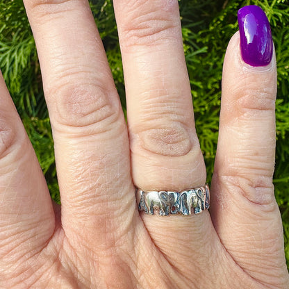 Women's Sterling Silver Elephant Band – Sizes 5-10