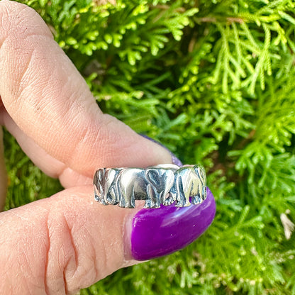 Women's Sterling Silver Elephant Band – Sizes 5-10