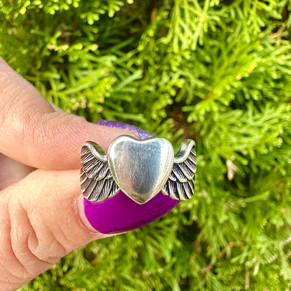 Women's Claddagh-Style Heart Wings Ring – Sizes 5-10