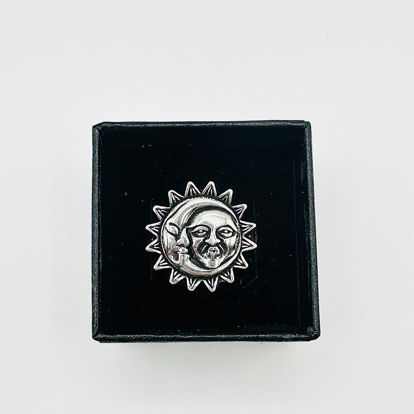 Women's Oxidized Silver Sun & Moon Ring – Sizes 5-10