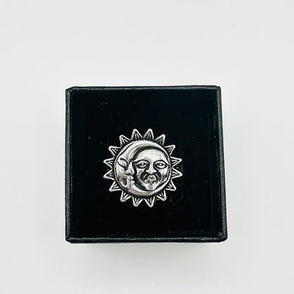 Women's Oxidized Silver Sun & Moon Ring – Sizes 5-10