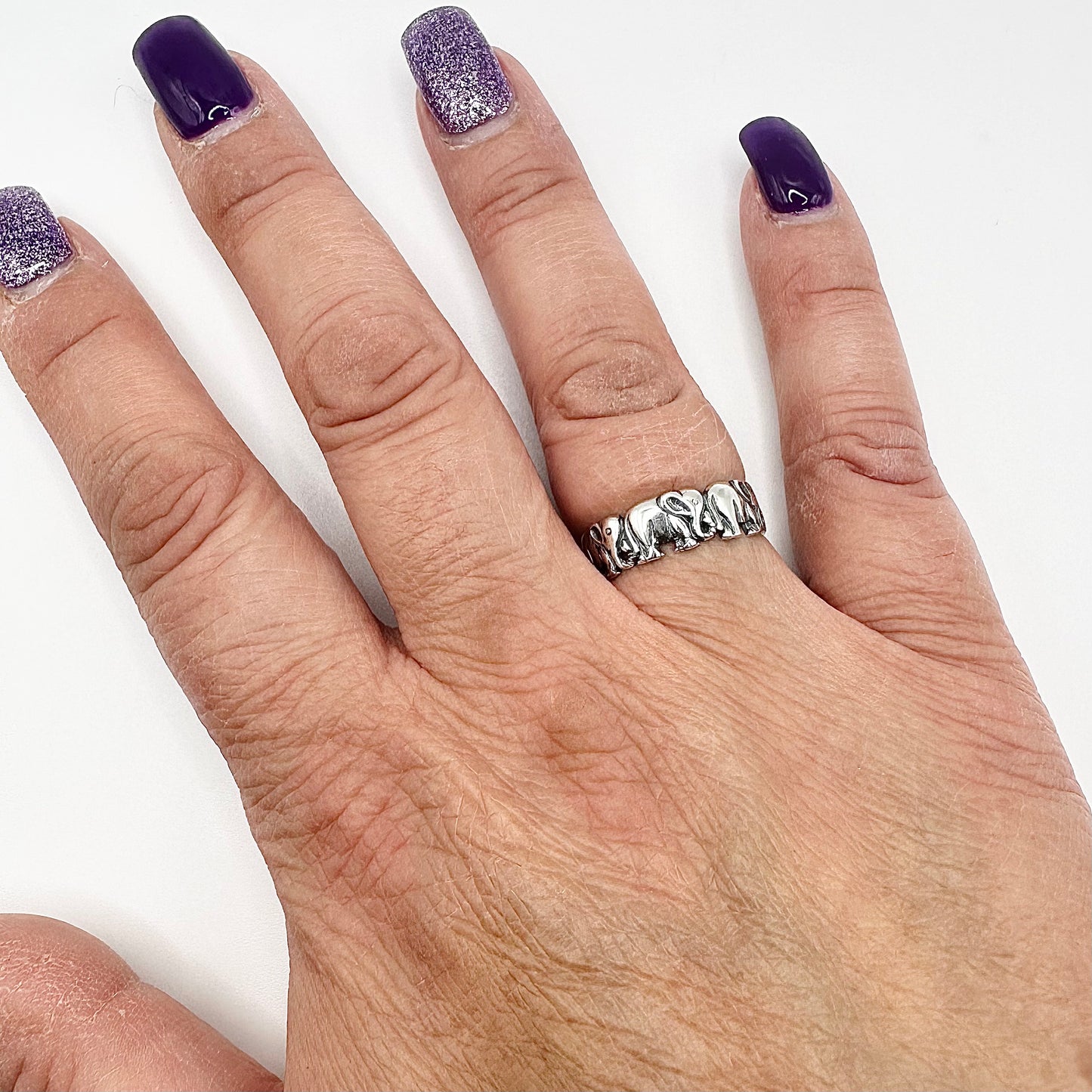 Women's Sterling Silver Elephant Band – Sizes 5-10