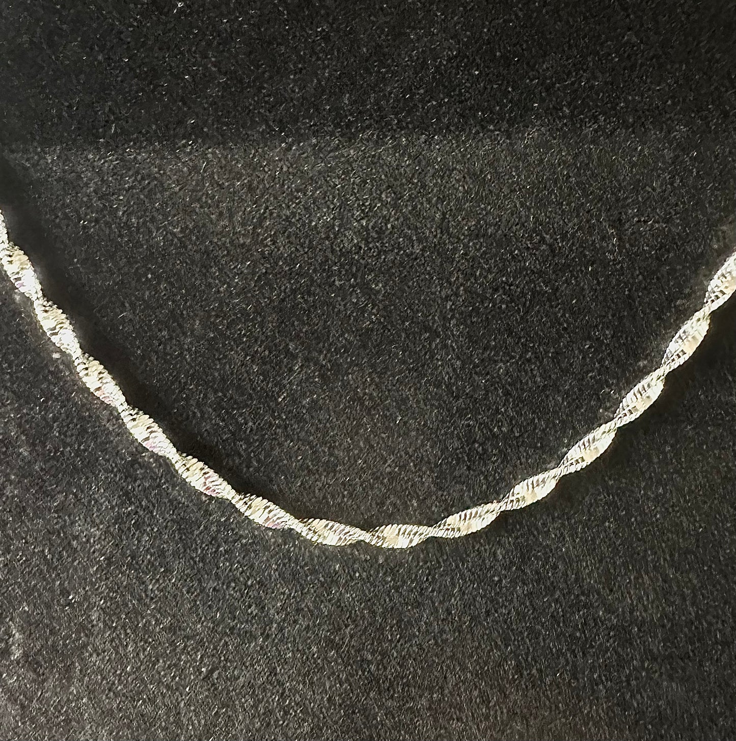 Unisex 2.5mm Twisted Singapore Rope Chain Necklace -  Solid 925 Sterling Silver or 14k Gold Finish