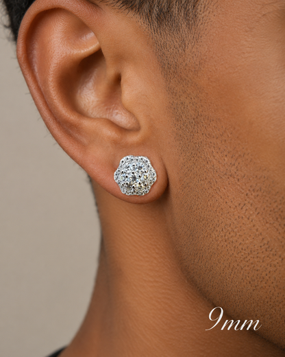 925 Sterling Silver Moissanite Floral Cluster Stud Earrings 7.5mm - 11mm