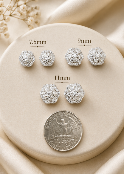 925 Sterling Silver Moissanite Floral Cluster Stud Earrings 7.5mm - 11mm