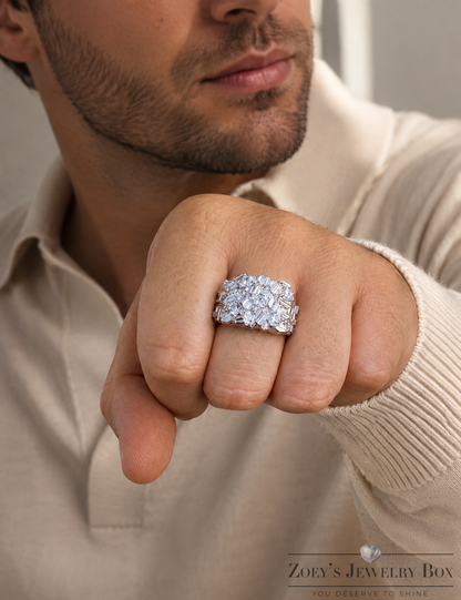 Nugget Ring on Ice (925 Silver & CZ Stones)