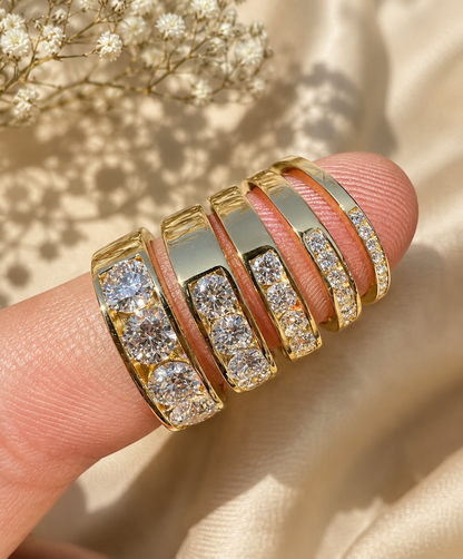 Moissanite Half Eternity Ring/Wedding Band Gold Vermeil over 925 Sterling Silver