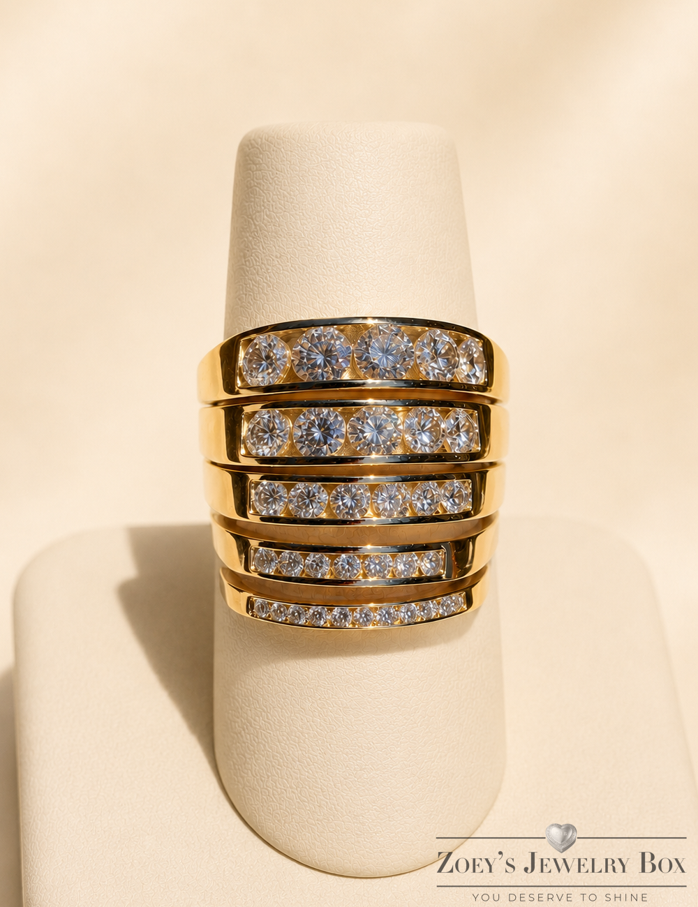 Moissanite Half Eternity Ring/Wedding Band Gold Vermeil over 925 Sterling Silver