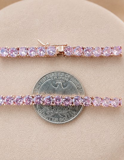 Pink Tennis Chain Necklace (14k Rose Gold Vermeil & 925 Sterling Silver)