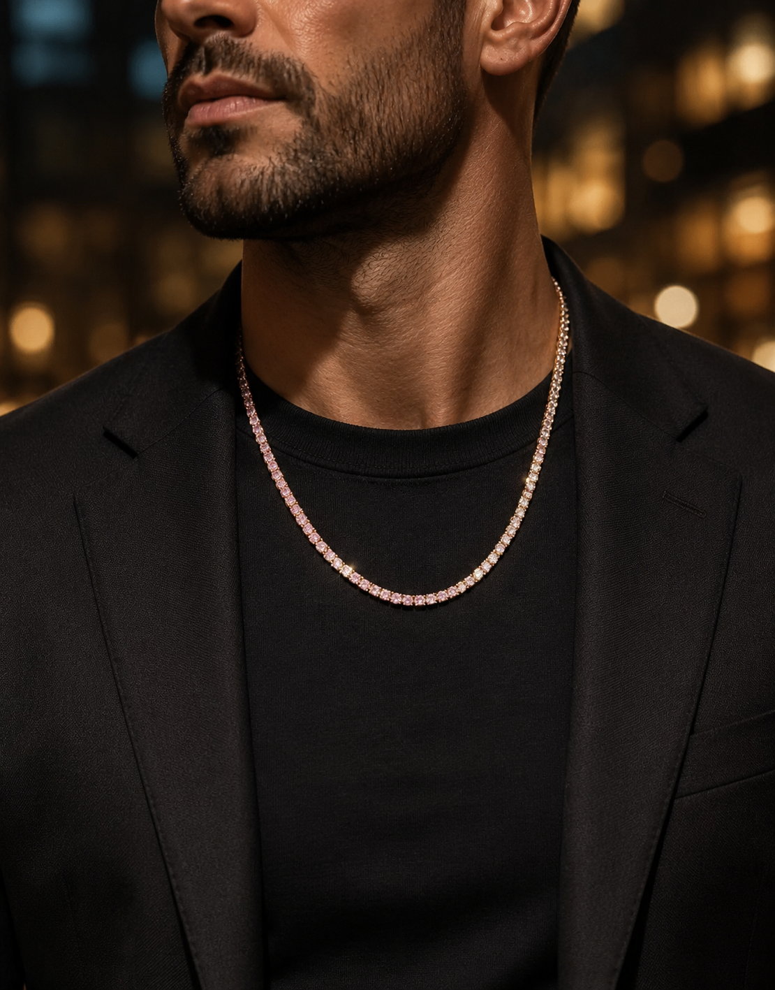 Pink Tennis Chain Necklace (14k Rose Gold Vermeil & 925 Sterling Silver)
