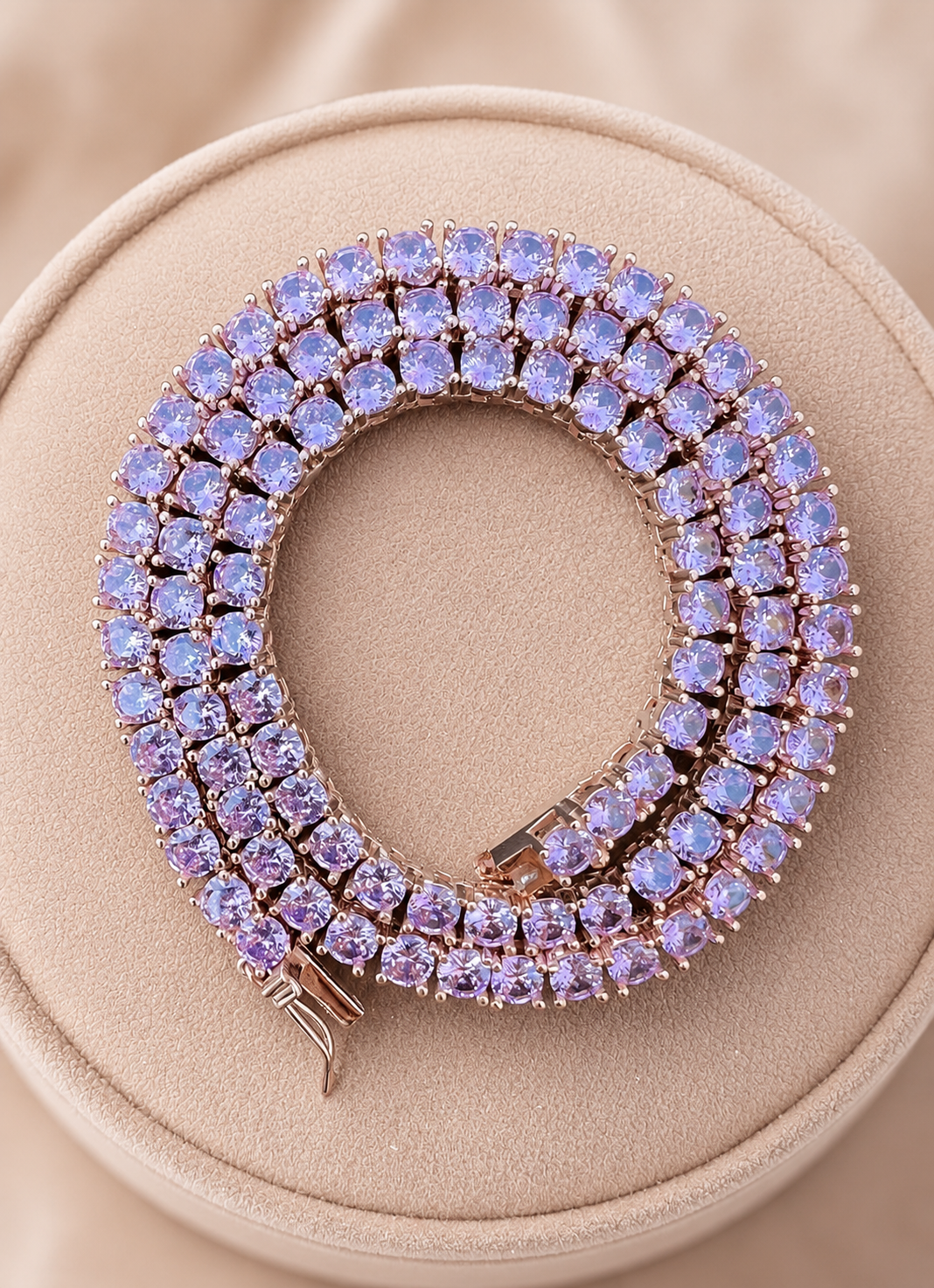 Pink Tennis Chain Necklace (14k Rose Gold Vermeil & 925 Sterling Silver)