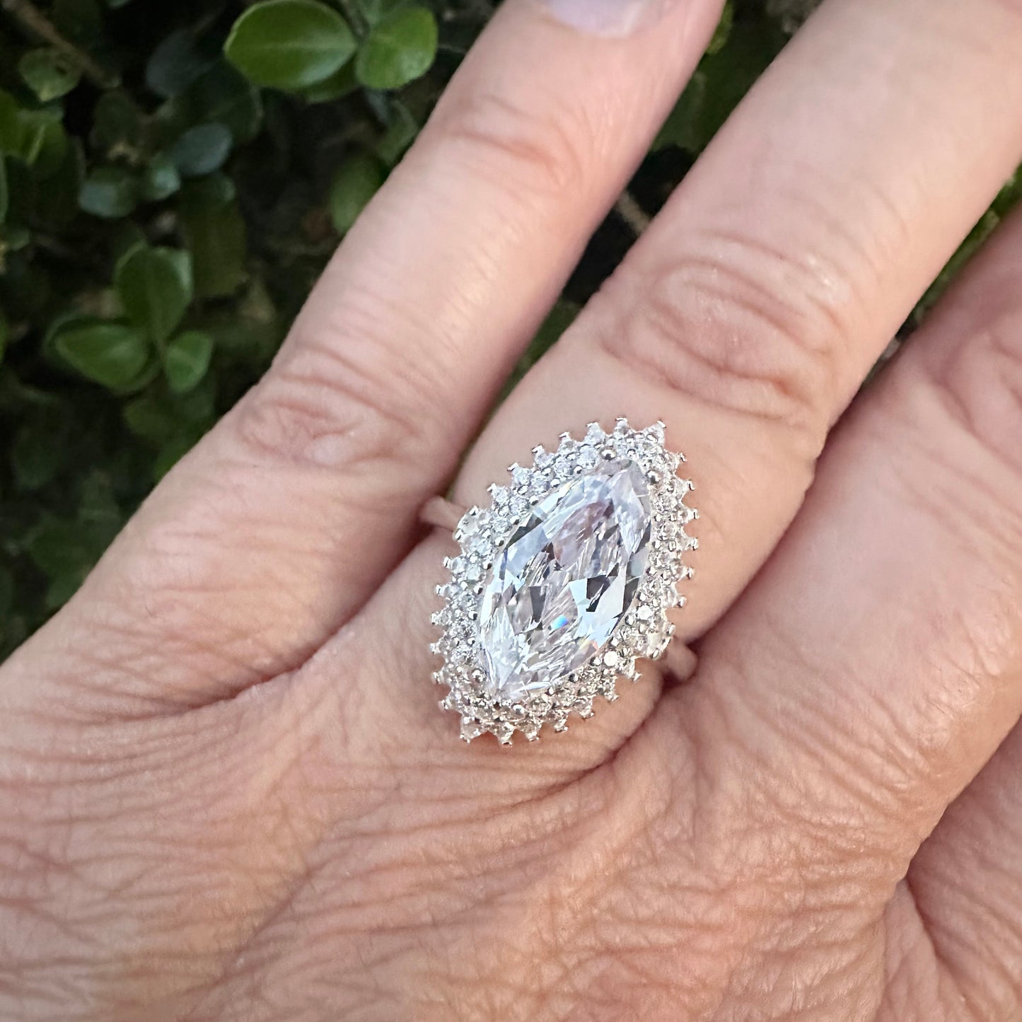 Marquise-Cut Simulated Diamond Ring