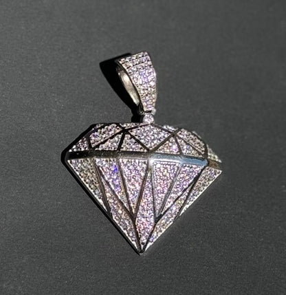 Diamond Shape Bling CZ Pendant – Gold or Silver