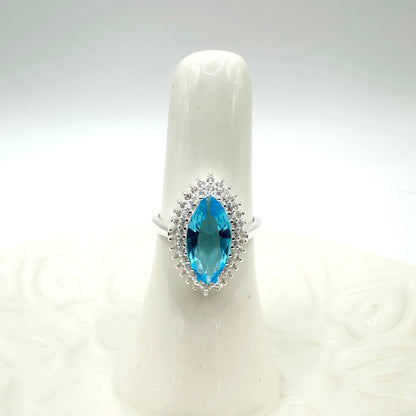 Marquise-Cut Synthetic Aquamarine GemStone Ring