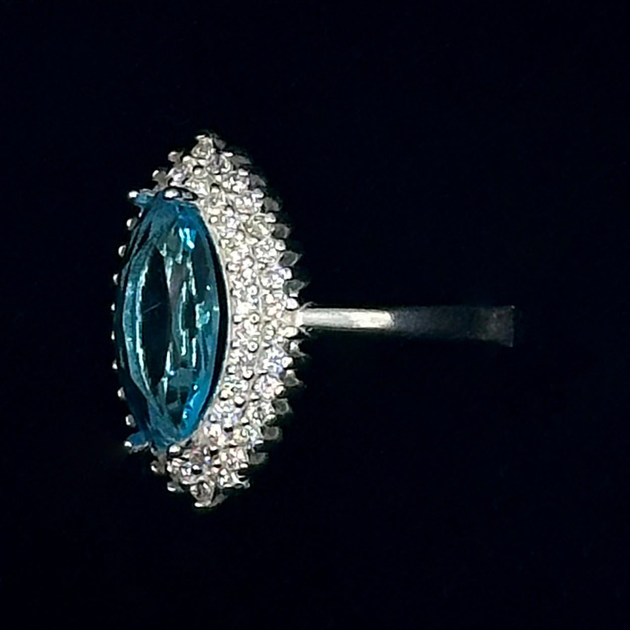 Marquise-Cut Synthetic Aquamarine GemStone Ring