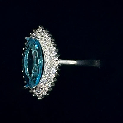 Marquise-Cut Synthetic Aquamarine GemStone Ring