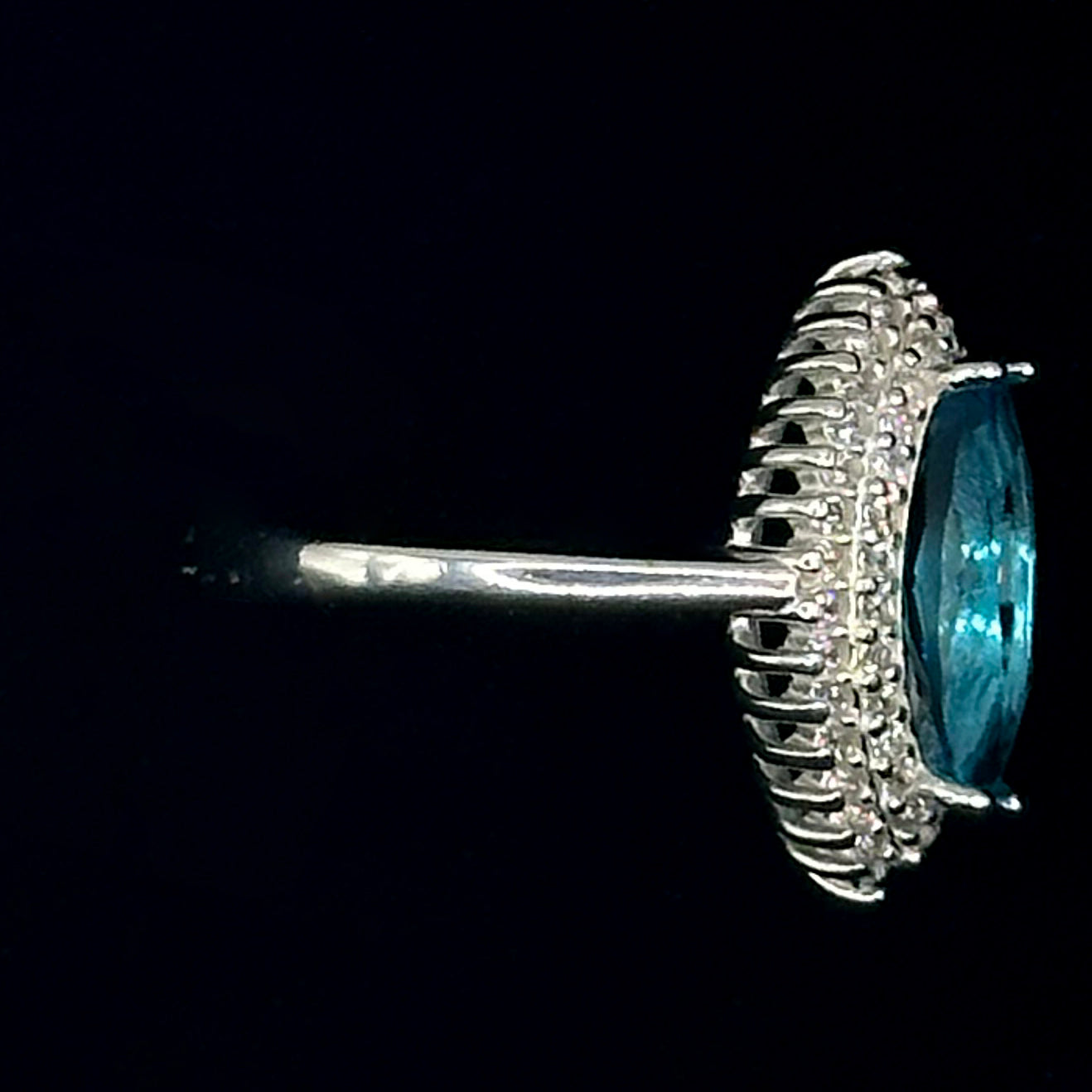 Marquise-Cut Synthetic Aquamarine GemStone Ring