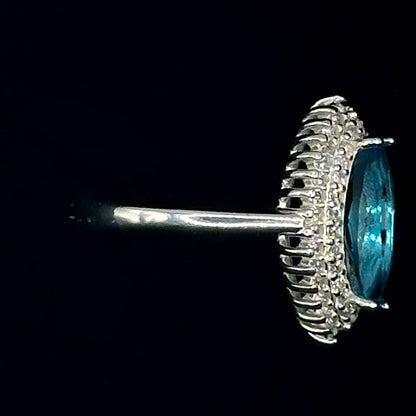 Marquise-Cut Synthetic Aquamarine GemStone Ring