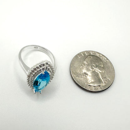 Marquise-Cut Synthetic Aquamarine GemStone Ring