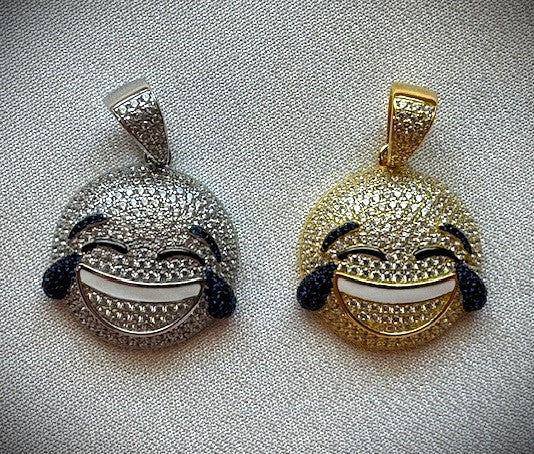 LOL Emoji CZ Pendants – Gold or Silver