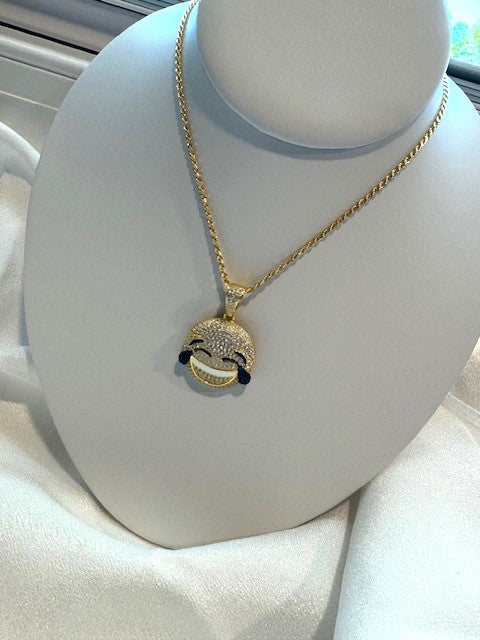 LOL Emoji CZ Pendants – Gold or Silver