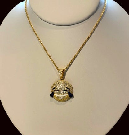 LOL Emoji CZ Pendants – Gold or Silver