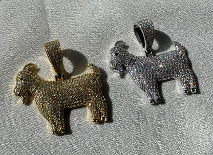 G.O.A.T. CZ Pendant – Gold or Silver