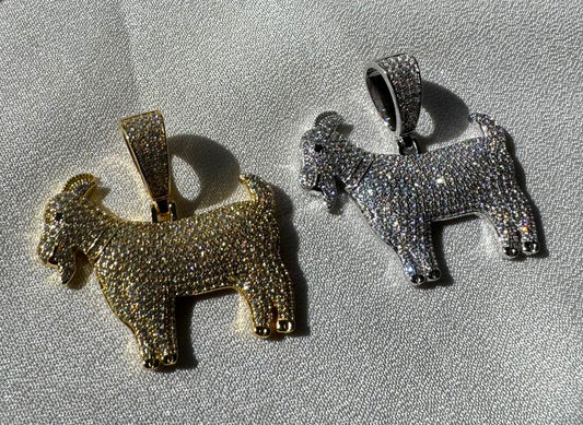G.O.A.T. CZ Pendant – Gold or Silver