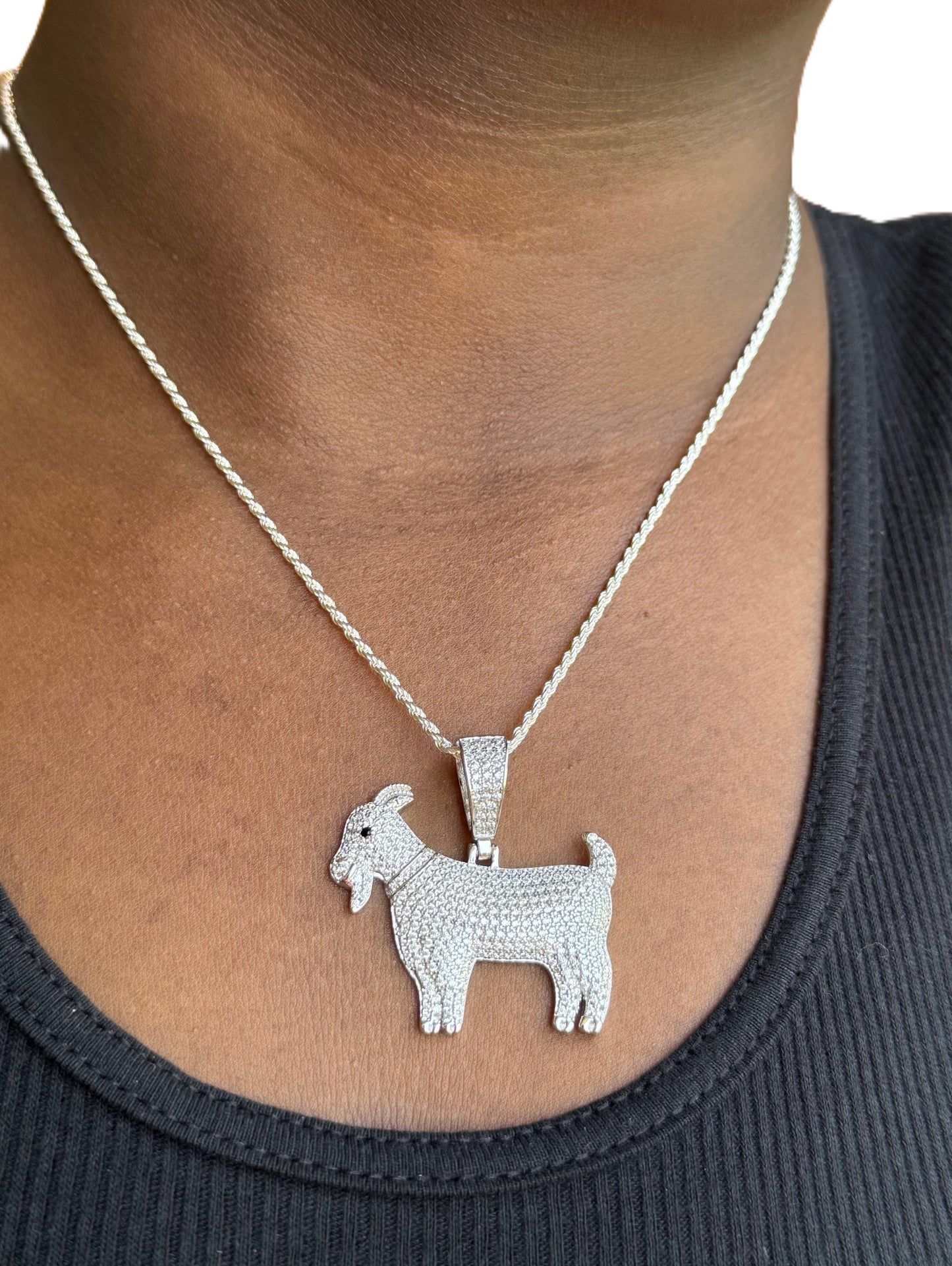 G.O.A.T. CZ Pendant – Gold or Silver
