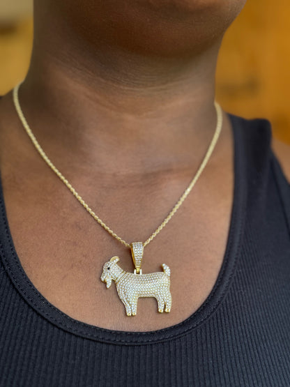 G.O.A.T. CZ Pendant – Gold or Silver
