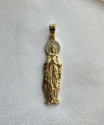 Virgin Mary CZ Pendant – Gold or Silver