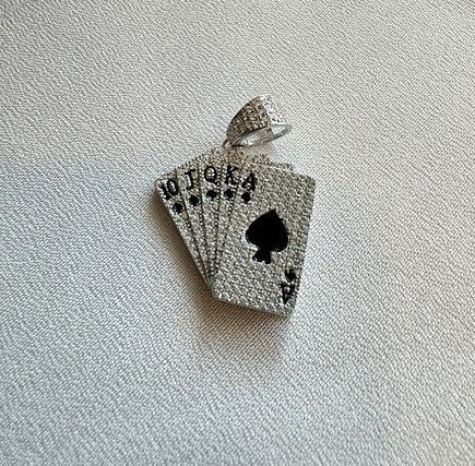 Royal Flush Ace of Spades CZ Pendant – Gold or Silver Finish