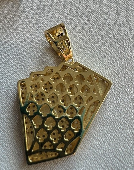 Royal Flush Ace of Spades CZ Pendant – Gold or Silver Finish