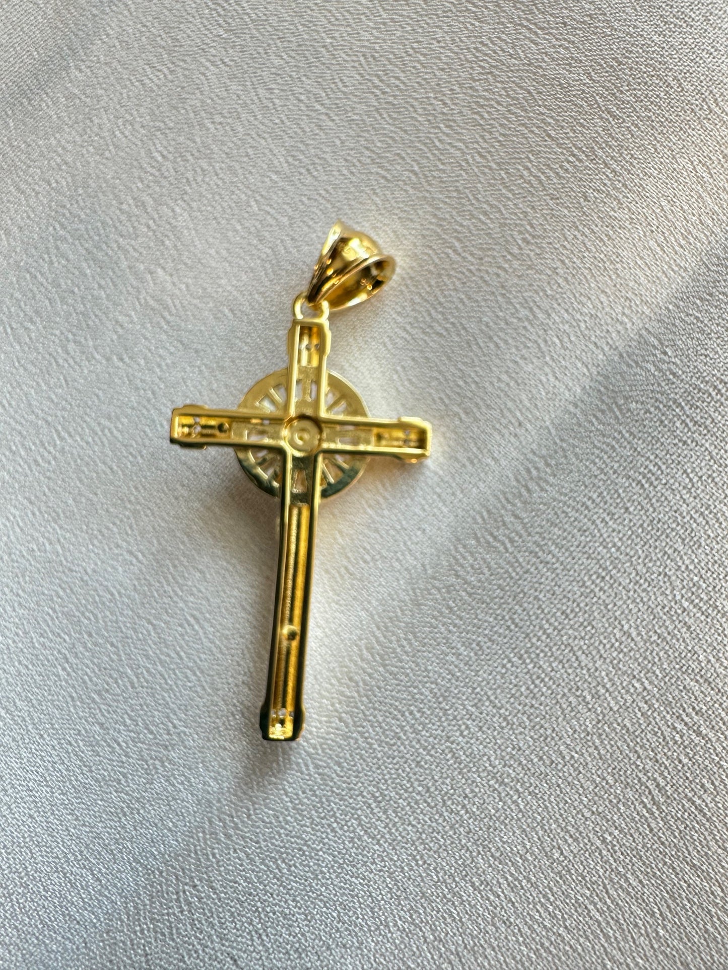 Two-Tone Baguette CZ Crucifix Pendants – Gold/Rose Gold or Gold/Rhodium Finish