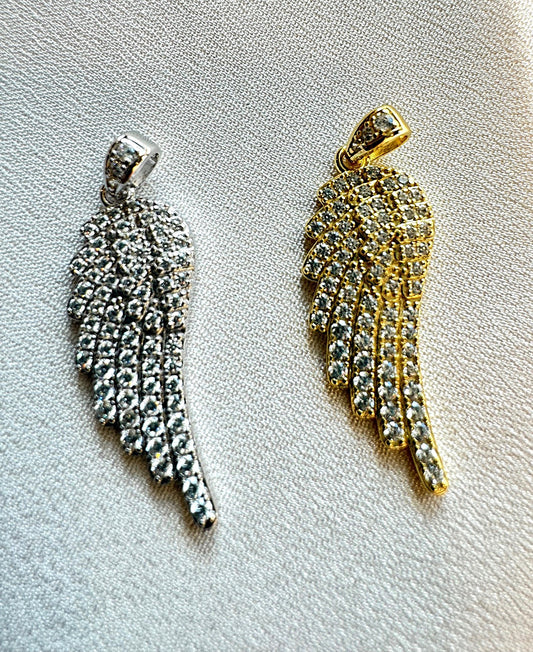 CZ Angel Wing Pendant – Gold or Silver Finish