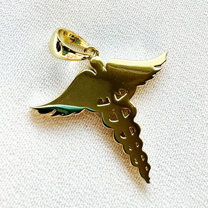 Caduceus Pendant, Gold or Silver, No Stones