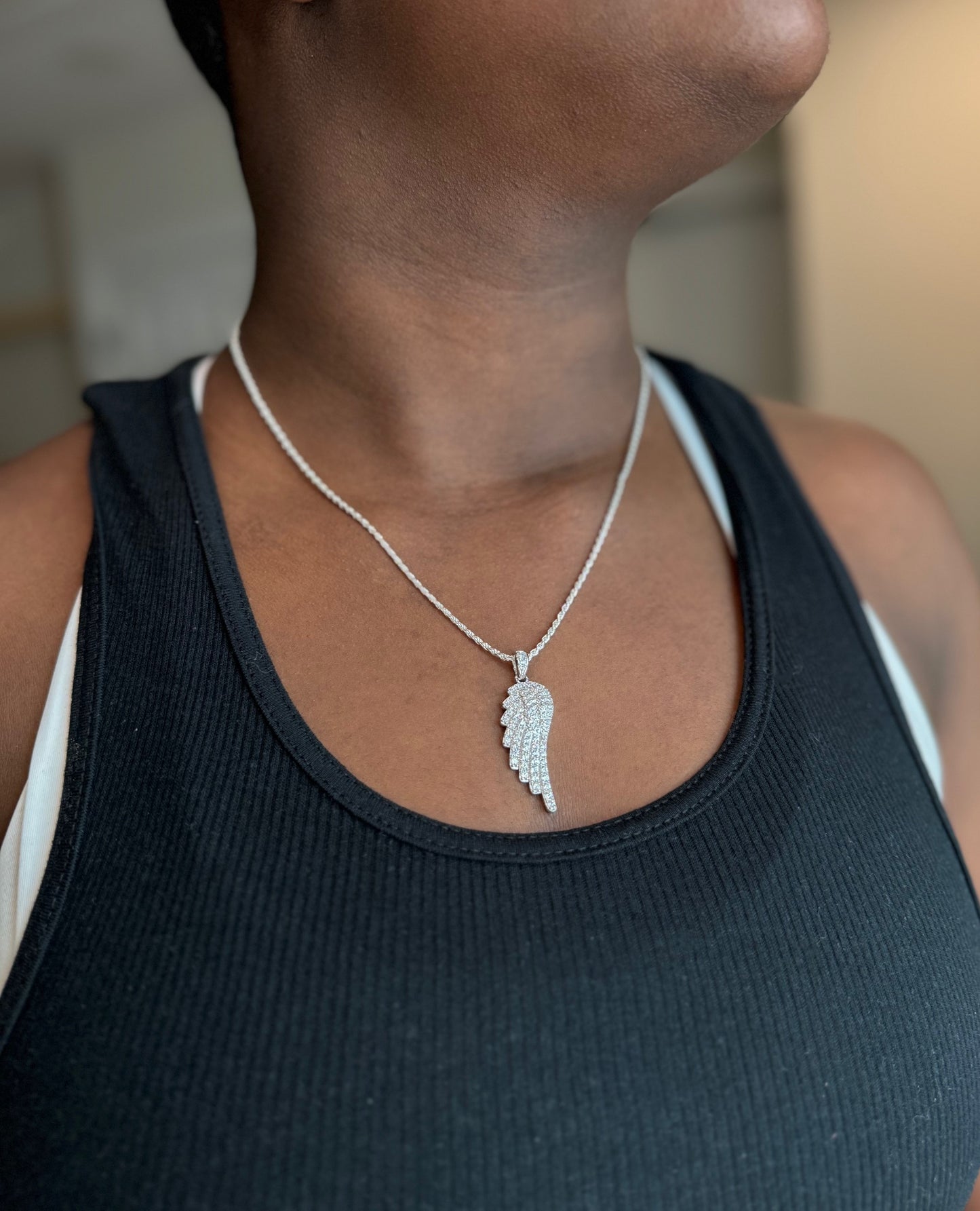 CZ Angel Wing Pendant – Gold or Silver Finish